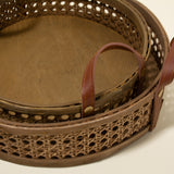 Nora Natural Rattan and Leather Basket