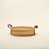 Nora Natural Rattan and Leather Basket