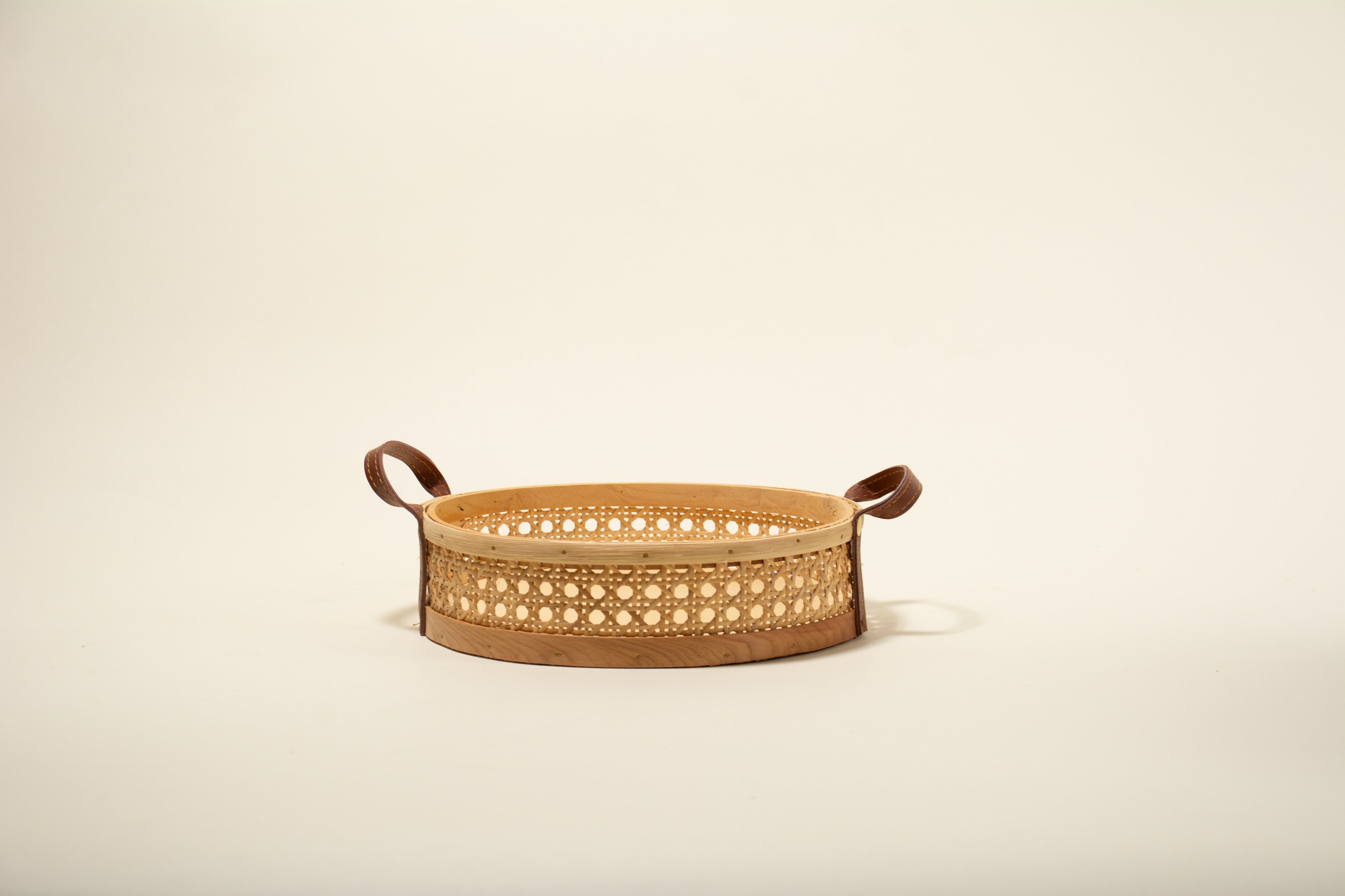 Nora Natural Rattan and Leather Basket