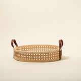 Nora Natural Rattan and Leather Basket