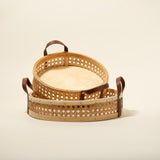 Nora Natural Rattan and Leather Basket