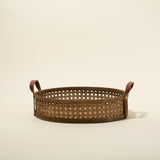 Nora Natural Rattan and Leather Basket