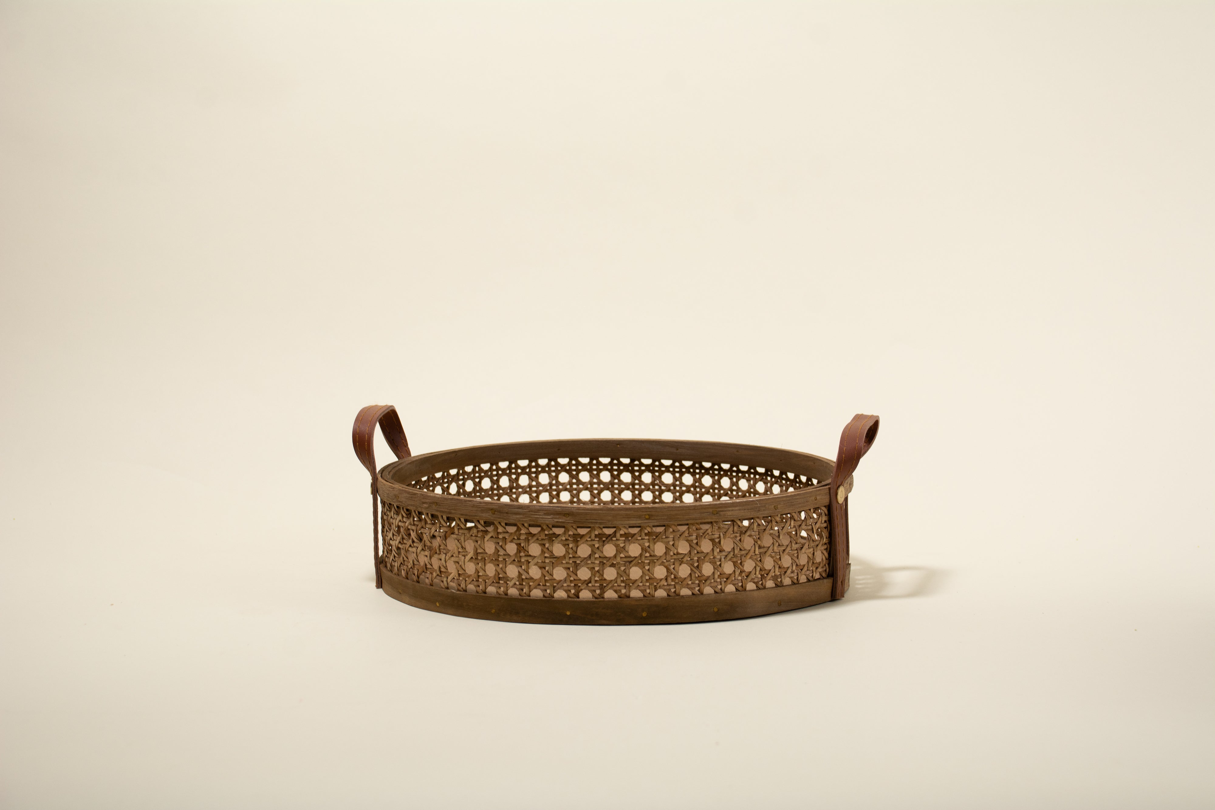 Nora Natural Rattan and Leather Basket