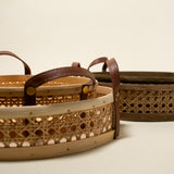 Nora Natural Rattan and Leather Basket