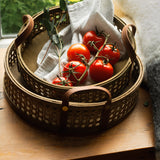 Nora Natural Rattan and Leather Basket