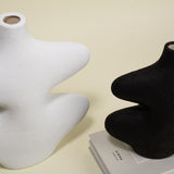 Thea Wavy Black Ceramic Vase